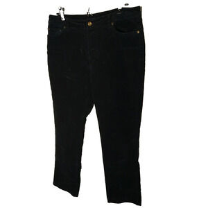 Garnet Hill Woman 8P Pants Black Velvet Chino 5 Pocket Straight